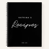 Aangepast modern zwart-wit minimalistisch script r notitieboek (Voorkant)