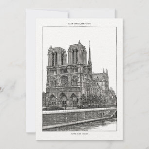 Aangepast monochroom Paris Reizen Notre Dame Brief Kaart
