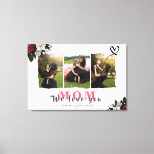 Aangepast monogram 3 Foto Collage Moederfamilie Canvas Afdruk