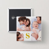 Aangepast monogram 4 Fotocollage Button (Voorkant /achterkant)