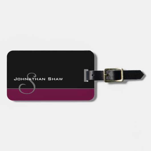 Aangepast monogram 5 (Bourgogne) Bagagelabel (Voorkant horizontaal)