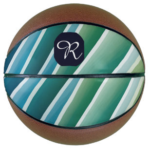 Aangepast Monogram Abstract Blauw Groen Basketbal