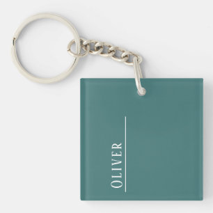 Aangepast monogram, aqua blauw groen sleutelhanger