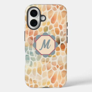 Aangepast monogram Artistiek Waterverf Patroon iPhone 16 Hoesje