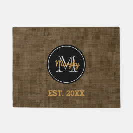 Aangepast monogram | Benoeming familie Rustic Burl Deurmat