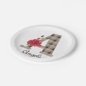 Aangepast monogram, bewerkbaar A tekst rode bloem  Papieren Bordje (Gekanteld)