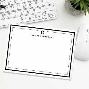 Aangepast monogram Black Border Stationery Notitiekaartje