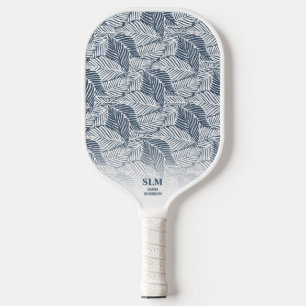 Aangepast monogram blauw grijs Leaf Patroon Pickleball Paddle
