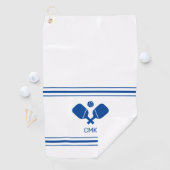 Aangepast monogram Blauw Witte Pickleball Sweat To Golfhanddoek (Insitu)