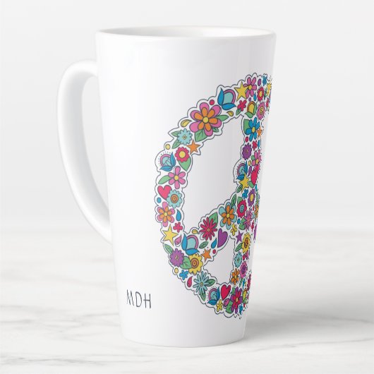 Aangepast monogram bloempyteken latte mok (Linkerhoek)