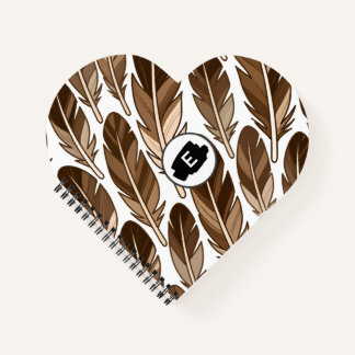 Aangepast Monogram Boho Hart Notitieboek – Bruin