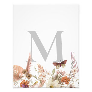 Aangepast Monogram Boho Wildflower Foto Afdruk
