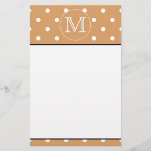 Aangepast monogram. Brown Polka Dot Pattern. Briefpapier