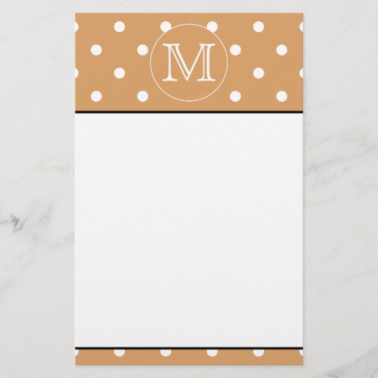 Aangepast monogram. Brown Polka Dot Pattern. Briefpapier (Voorkant)