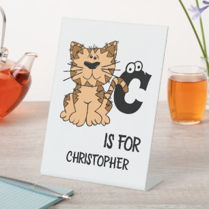 Aangepast monogram C is voor katten die schattig k Reclamebord Met Voetstuk