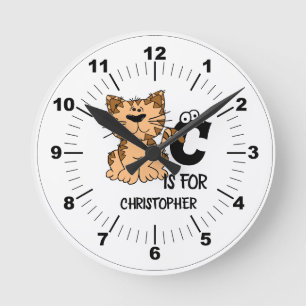 Aangepast monogram C is voor katten die schattig k Ronde Klok