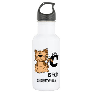 Aangepast monogram C is voor katten die schattig k Waterfles
