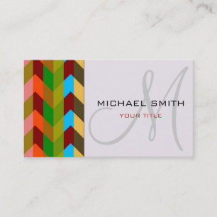 Aangepast monogram Chevron Zigzag Pattern 9 Visitekaartje