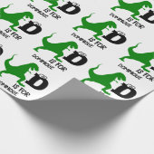 Aangepast monogram D is voor Dinosaur schattige T  Cadeaupapier (Hoek)