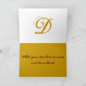 Aangepast monogram "D"-Kaart Bruin en goud Notitiekaartje (Binnen)