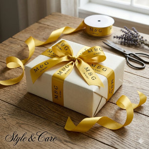 Aangepast Monogram Datum Patroon Stijlvol Goud Lint