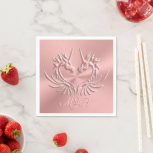 Aangepast monogram dragon Schaal Hart, roos goud Servet