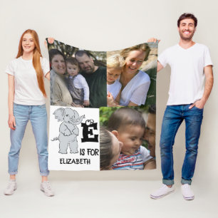 Aangepast monogram E is voor schattig kleurrijk ol Fleece Deken