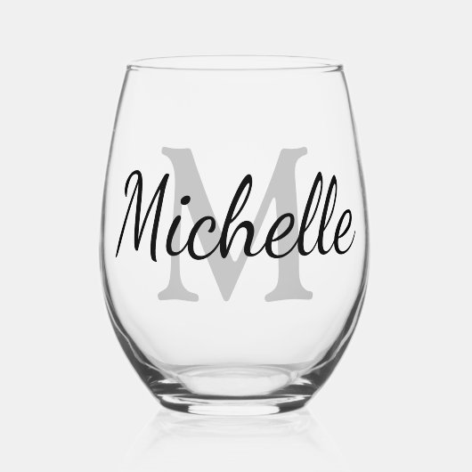 Aangepast monogram elegant stengless wijnglas wijnglas zonder voet (Voorkant)