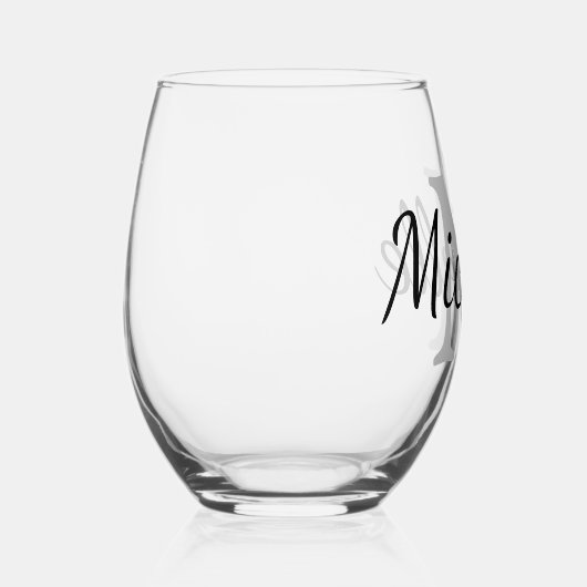 Aangepast monogram elegant stengless wijnglas wijnglas zonder voet (Rechts)