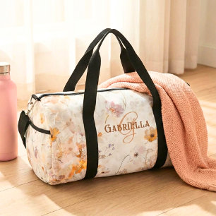 Aangepast Monogram Elegante Boho Bloemige Waterver Plunjezak