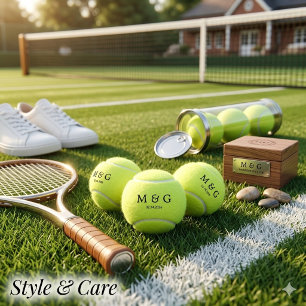 Aangepast monogram en datum generiek merkloos tennisballen