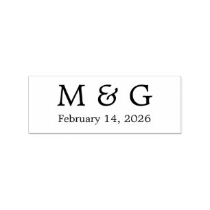 Aangepast monogram en datum gepersonaliseerde hout rubberstempel
