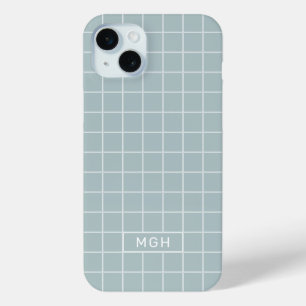 Aangepast monogram en geometrisch kleurenpatroon iPhone 15 mini hoesje