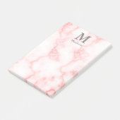 Aangepast monogram en naam op Faux Roze Marble Post-it® Notes (Schuin)