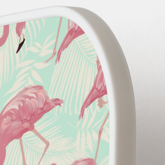 Aangepast monogram Flamingo patroon bevestigen Pickleball Paddle (Links Detail)