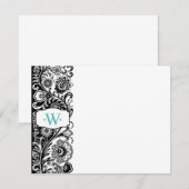 Aangepast monogram Floral Sidebar Notecard Notitiekaartje (Voorkant / Achterkant)