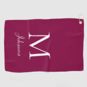 Aangepast monogram Fuchsia wit Golfhanddoek (Horizontaal)