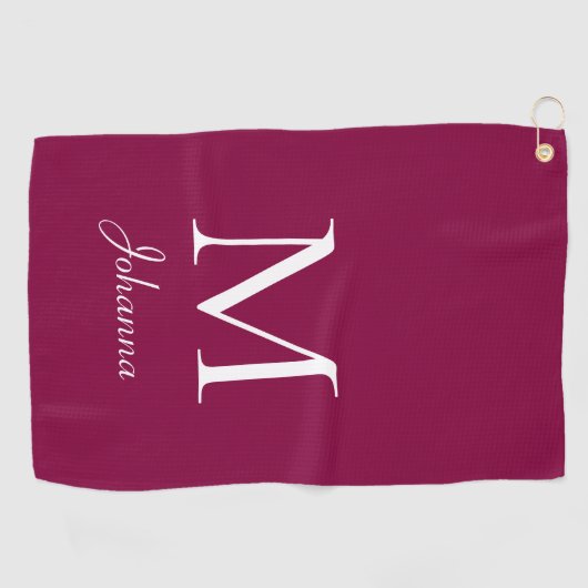Aangepast monogram Fuchsia wit Golfhanddoek (Horizontaal)