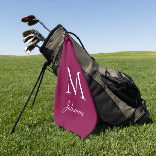 Aangepast monogram Fuchsia wit Golfhanddoek