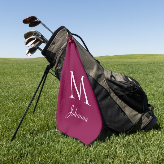 Aangepast monogram Fuchsia wit Golfhanddoek (Groen)