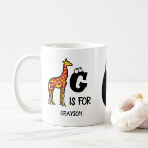 Aangepast monogram G is voor schattige giraffen in Koffiemok