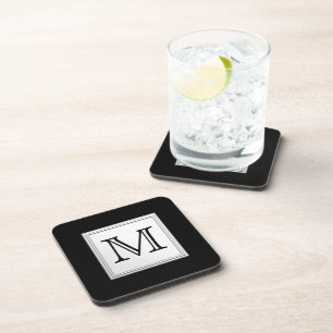 Aangepast monogram gedrukt. Zwart en Bleek grijs. Drankjes Onderzetter