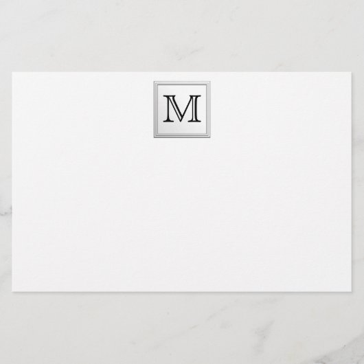 Aangepast monogram gedrukt. Zwart-wit. Briefpapier (Voorkant)