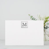 Aangepast monogram gedrukt. Zwart-wit. Briefpapier (Staand voorkant)