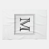 Aangepast monogram gedrukt. Zwart-wit. Theedoek (Horizontaal)