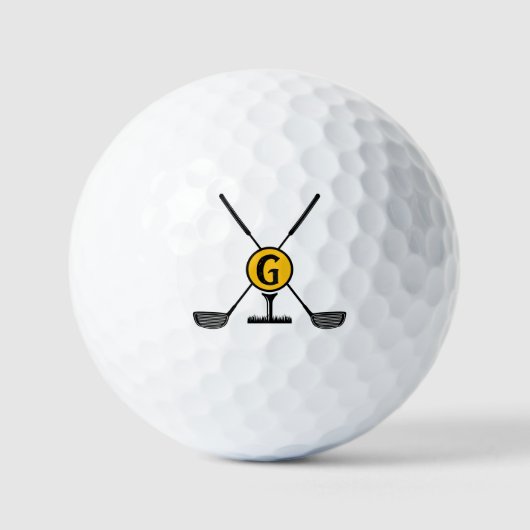 Aangepast Monogram geel modern Golfballen (Voorkant)