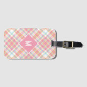 Aangepast Monogram geruit / Tartan Patroon Bagagelabel (Voorkant (horizontaal))