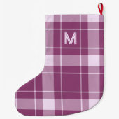 Aangepast Monogram geruit / Tartan Patroon Grote Kerstsok (Achterkant)