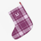 Aangepast Monogram geruit / Tartan Patroon Grote Kerstsok (Achterkant (Hangend))