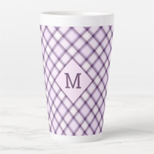 Aangepast Monogram geruit / Tartan Patroon Latte Mok